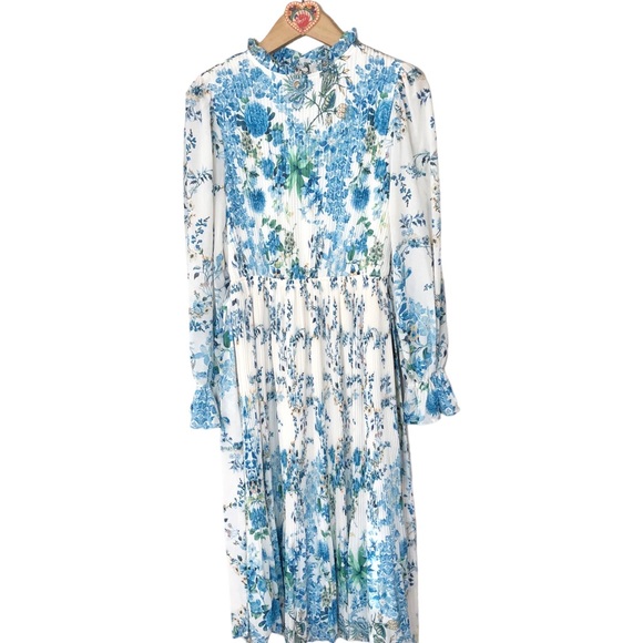VICI Tempe Floral Ruffle Pleated Midi Dress S - Picture 4 of 14